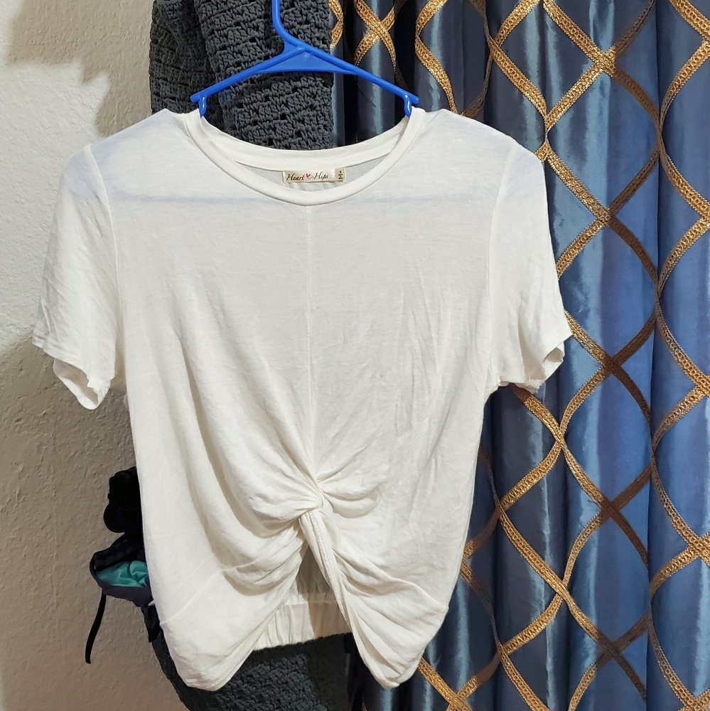 White bunched crop top